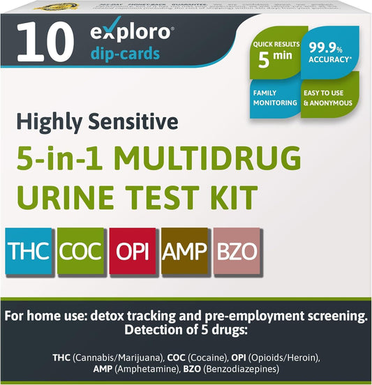 5-Panel Urine Drug Test. 10 Dip-Cards - Exploro