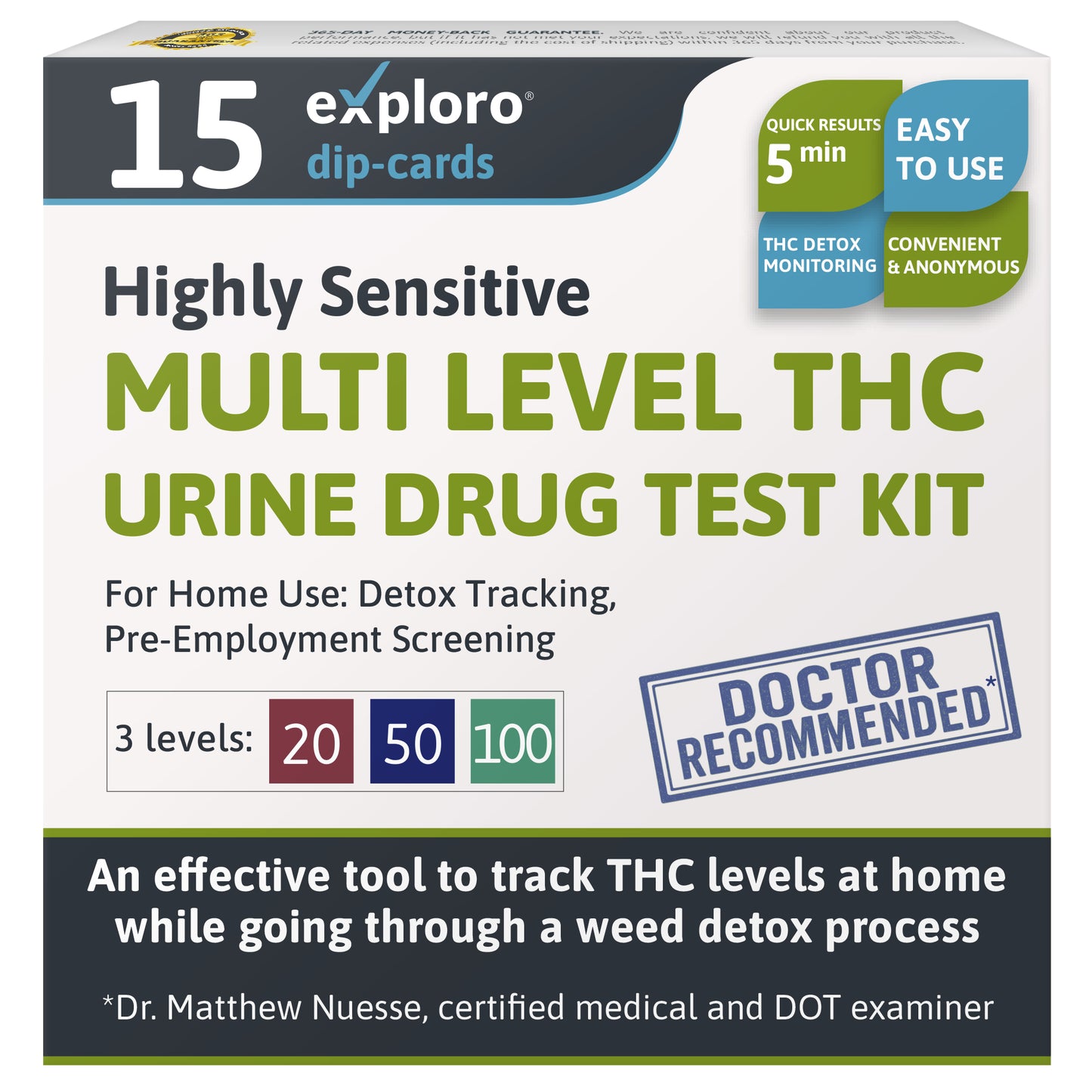 Exploro Multi Level THC Urine Drug Test Kit doctor approved recommended medically