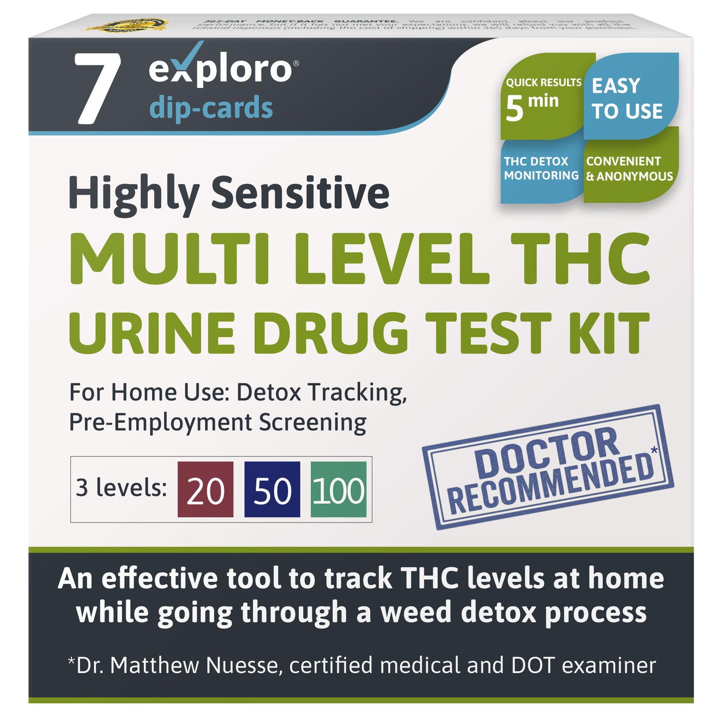 Exploro Multi Level THC Urine Drug Test Kit doctor approved recommended medically
