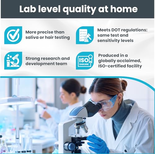 Advertisement for lab-level quality testing with a scientist using a microscope in a lab setting.