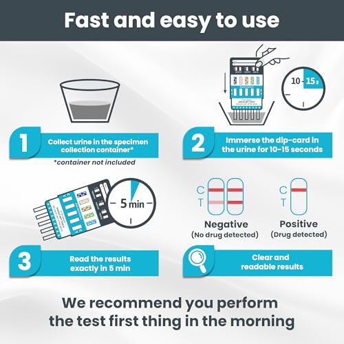 Instructions for using a urine test kit with icons and text on a white background