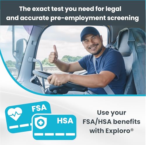 Man sitting in a vehicle with text about pre-employment screening and Exploro benefits.