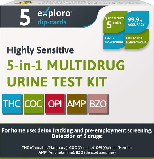 5-Panel Urine Drug Test. 5 Dip-Cards - Exploro