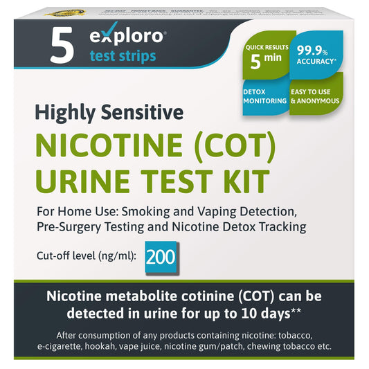 Nicotine Urine Tests for Home, 5 Strips, 200 ng/ml - Exploro