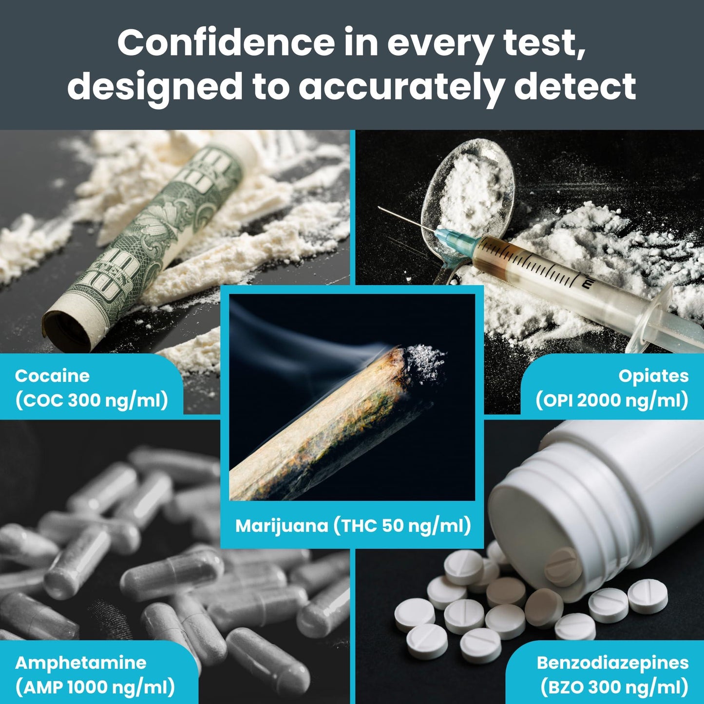 5-Panel Urine Drug Test. 5 Dip-Cards - Exploro