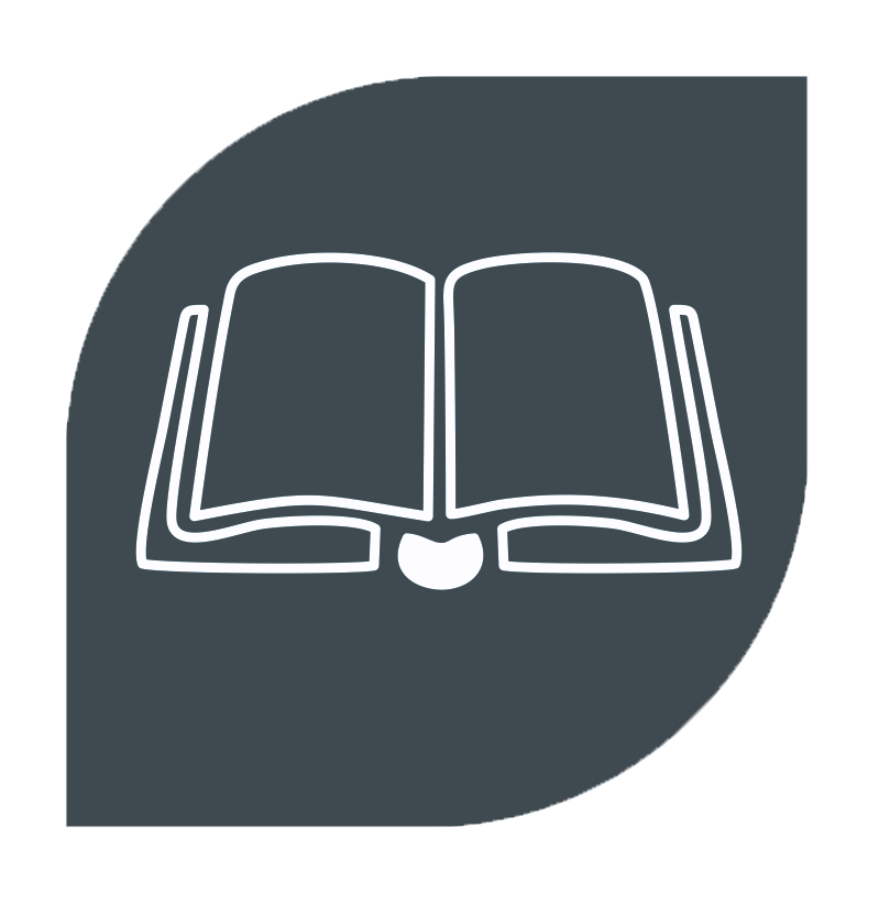 Icon of a book, representing literature, learning, or knowledge.