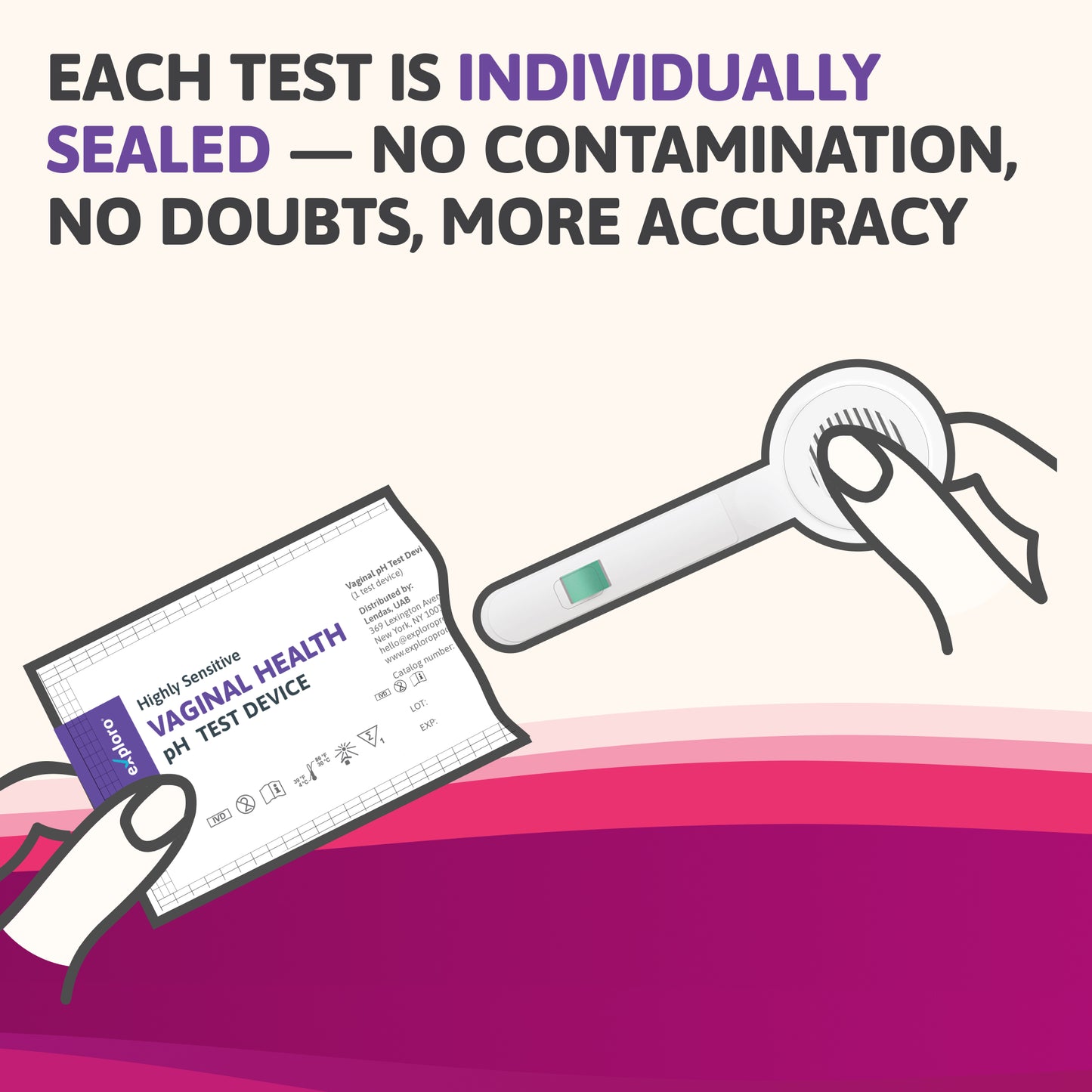 each explorovaginal ph test is individually sealed no contamination doubts more accuracy