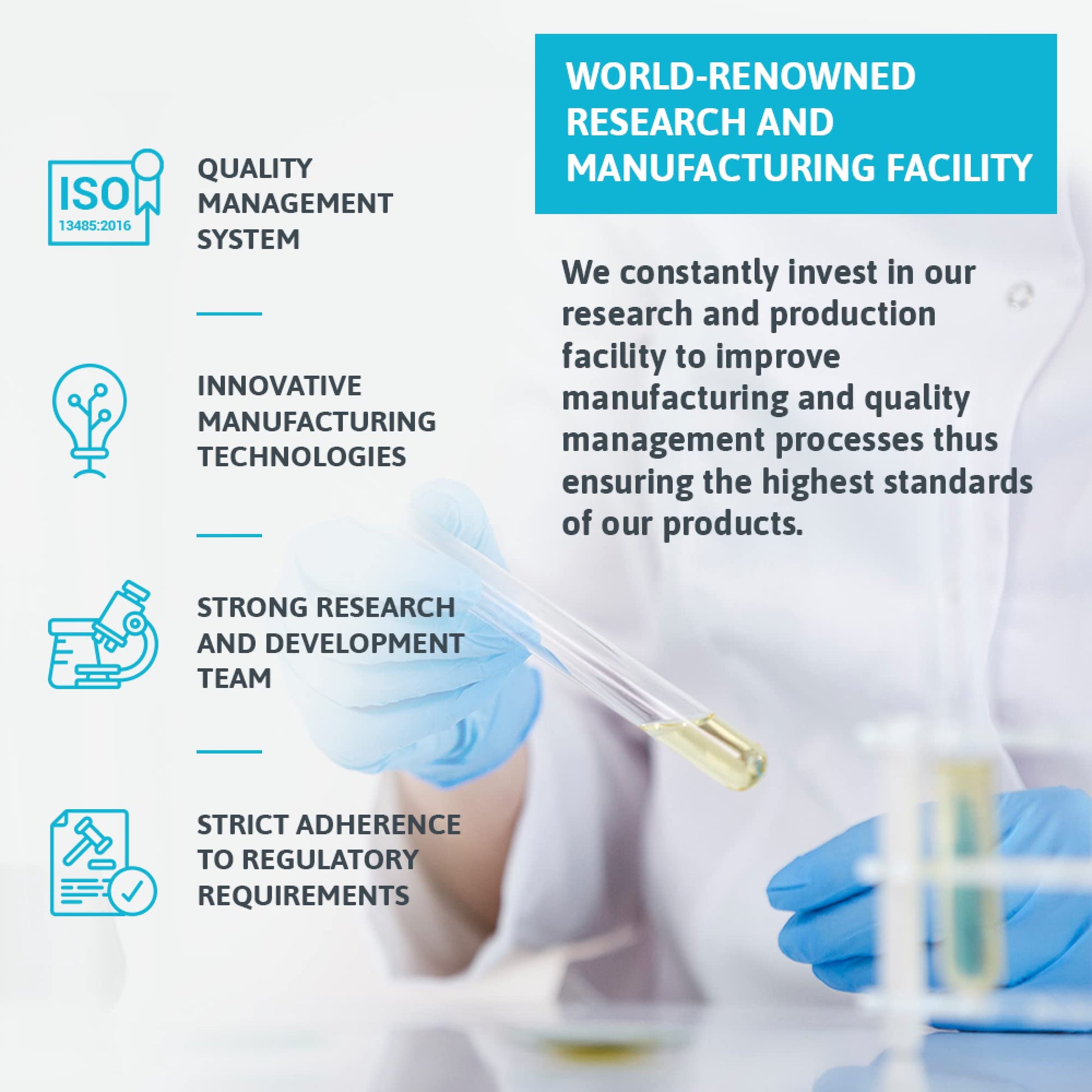 Image featuring text description of a world-renowned research and manufacturing facility