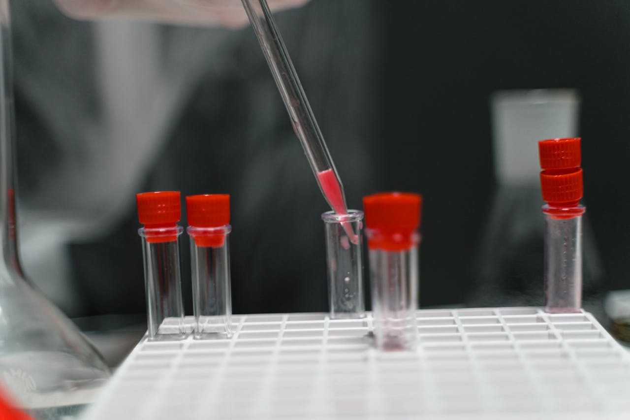 closeup of employee drug test samples in testing tubes