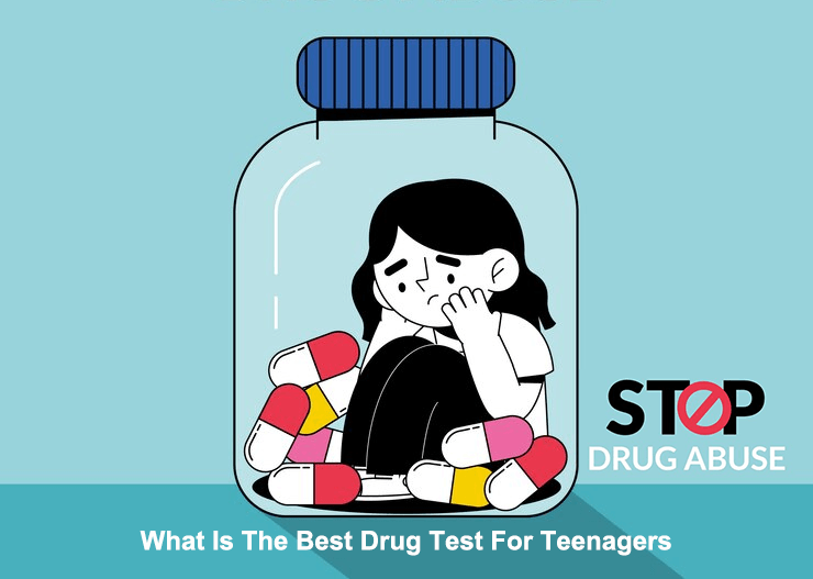 a cartoon drawing of a young person trapped in a bottle of pills to symbolize drug use