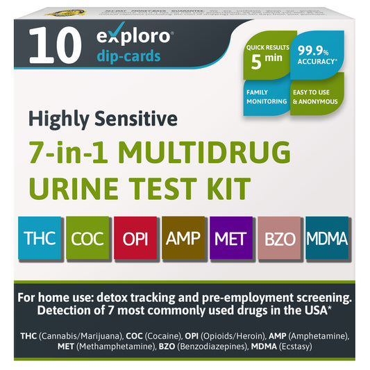 7-Panel Urine Drug Test. 10 Dip-Cards.