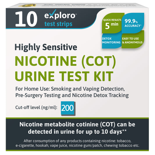 Nicotine Urine Test for Home, 10 Strips, 200 ng/ml