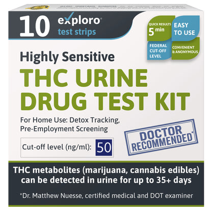 Exploro THC urine drug test kit for pre employment testing medical approved