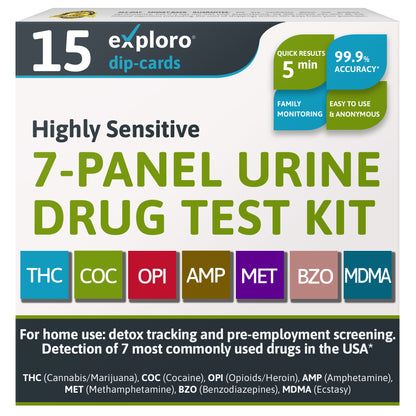 7-Panel Urine Drug Test. 15 Dip-Cards. - Exploro