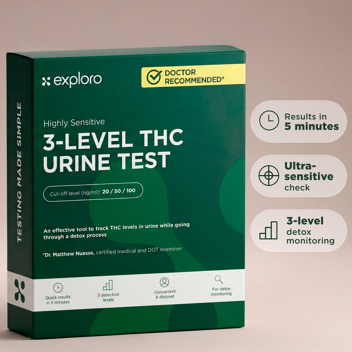 3-Level THC Urine Drug Test, 5 Dip-Cards
