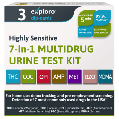 7-Panel Urine Drug Test. 3 Dip-Cards. - Exploro