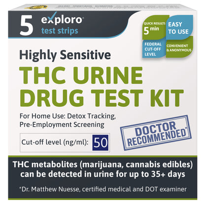 Exploro THC urine drug test kit for pre employment testing medical approved