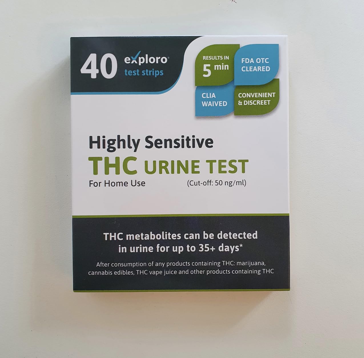 THC Urine Drug Test Kit, 40 Strips, 50 ng/ml