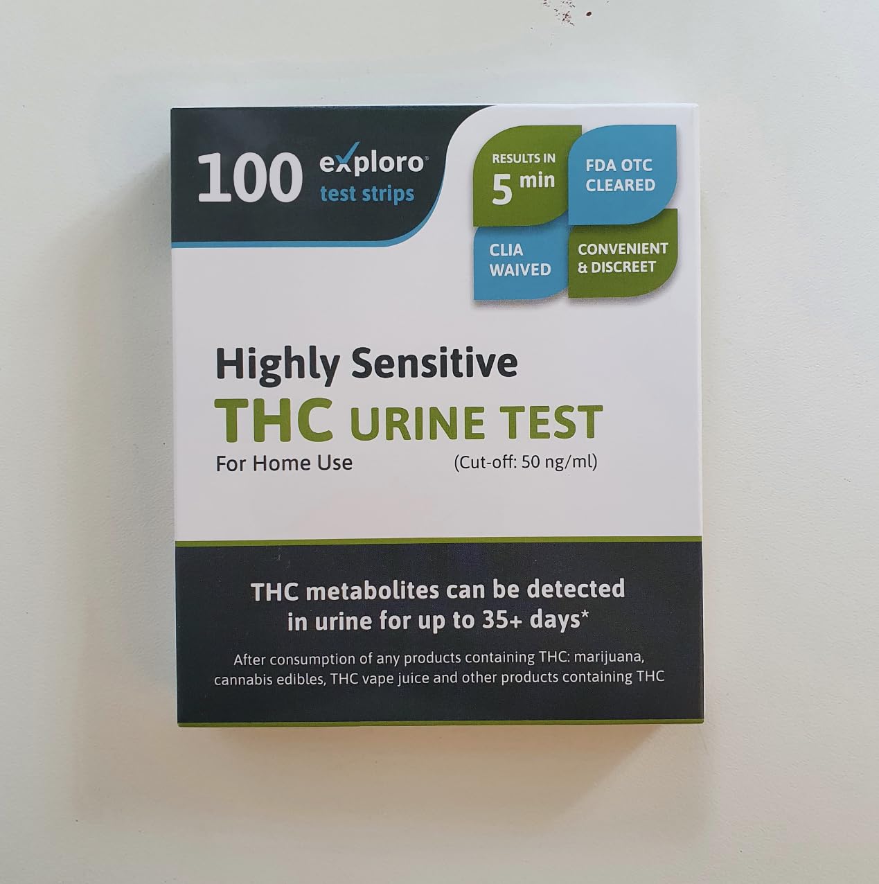 THC Urine Drug Test Kit, 100 Strips, 50 ng/ml