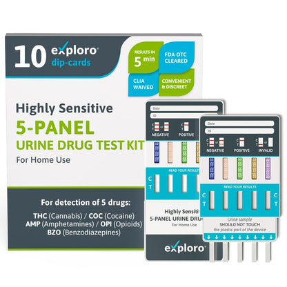 5-Panel Urine Drug Test. 10 Dip-Cards