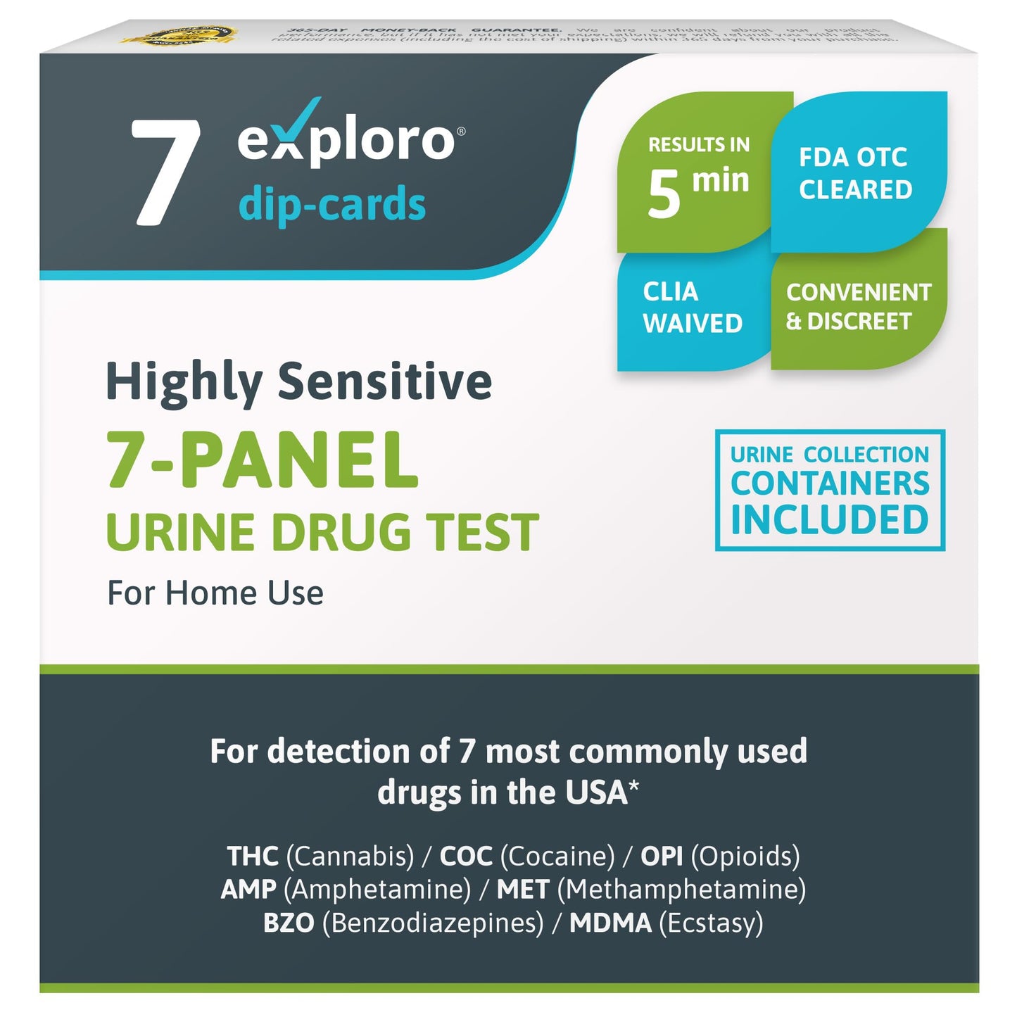 7-Panel Urine Drug Test. 7 Dip-Cards with Cups.