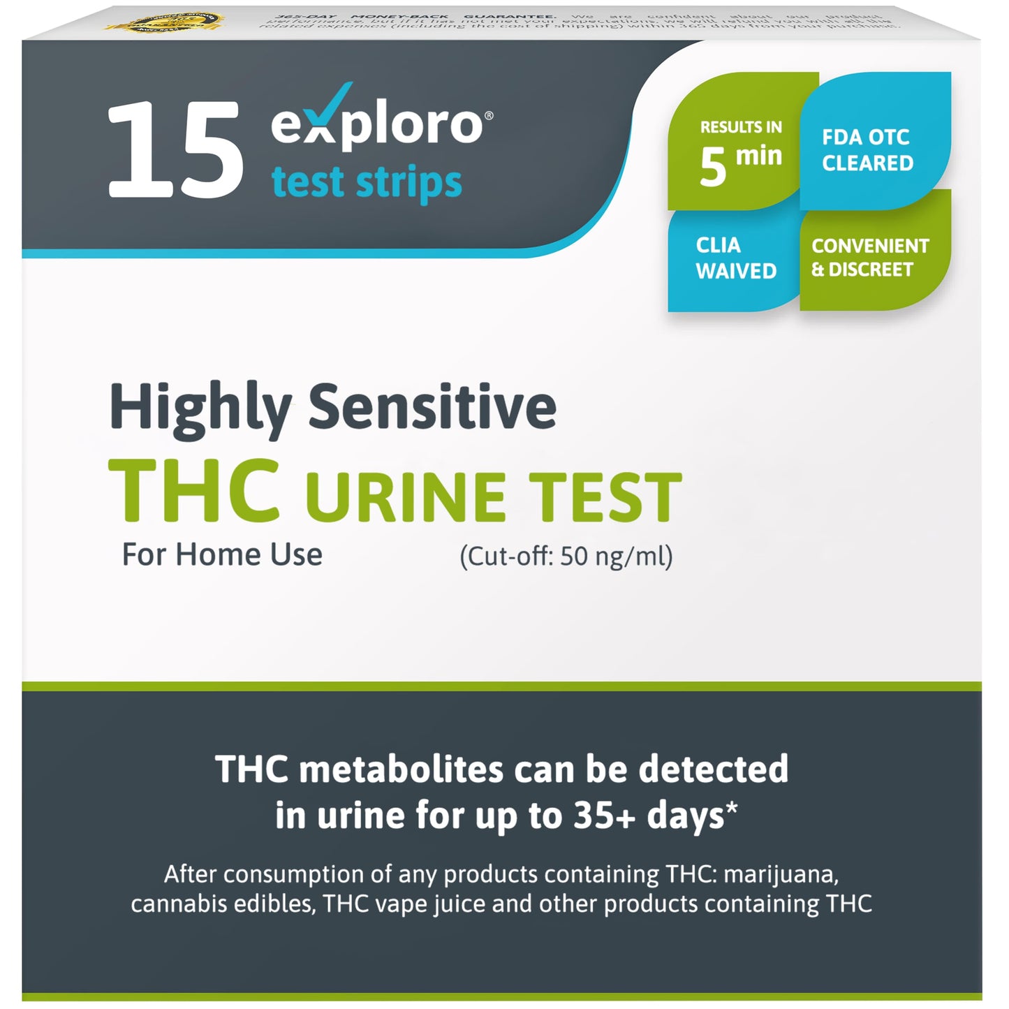 THC Urine Drug Test Kit, 15 Strips, 50 ng/ml