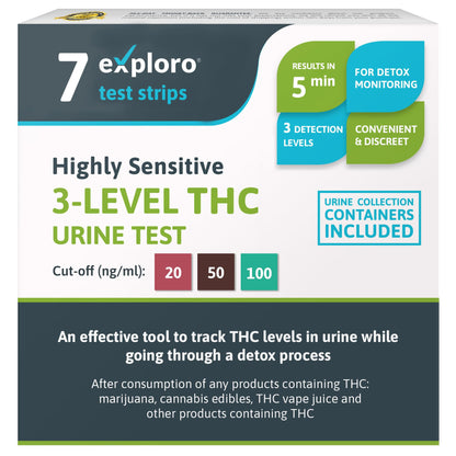 3-Level THC Urine Drug Test Kit, 7 Dip-Cards, 20-50-100 ng/ml