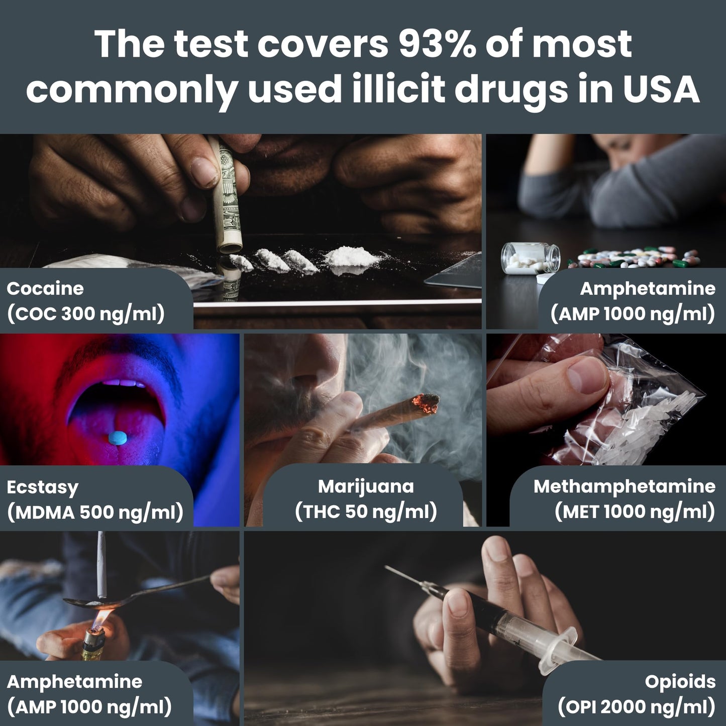 7-Panel Urine Drug Test. 15 Dip-Cards with Cups.