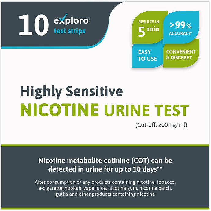 An Image of a Product Package for a Nicotine Urine Test