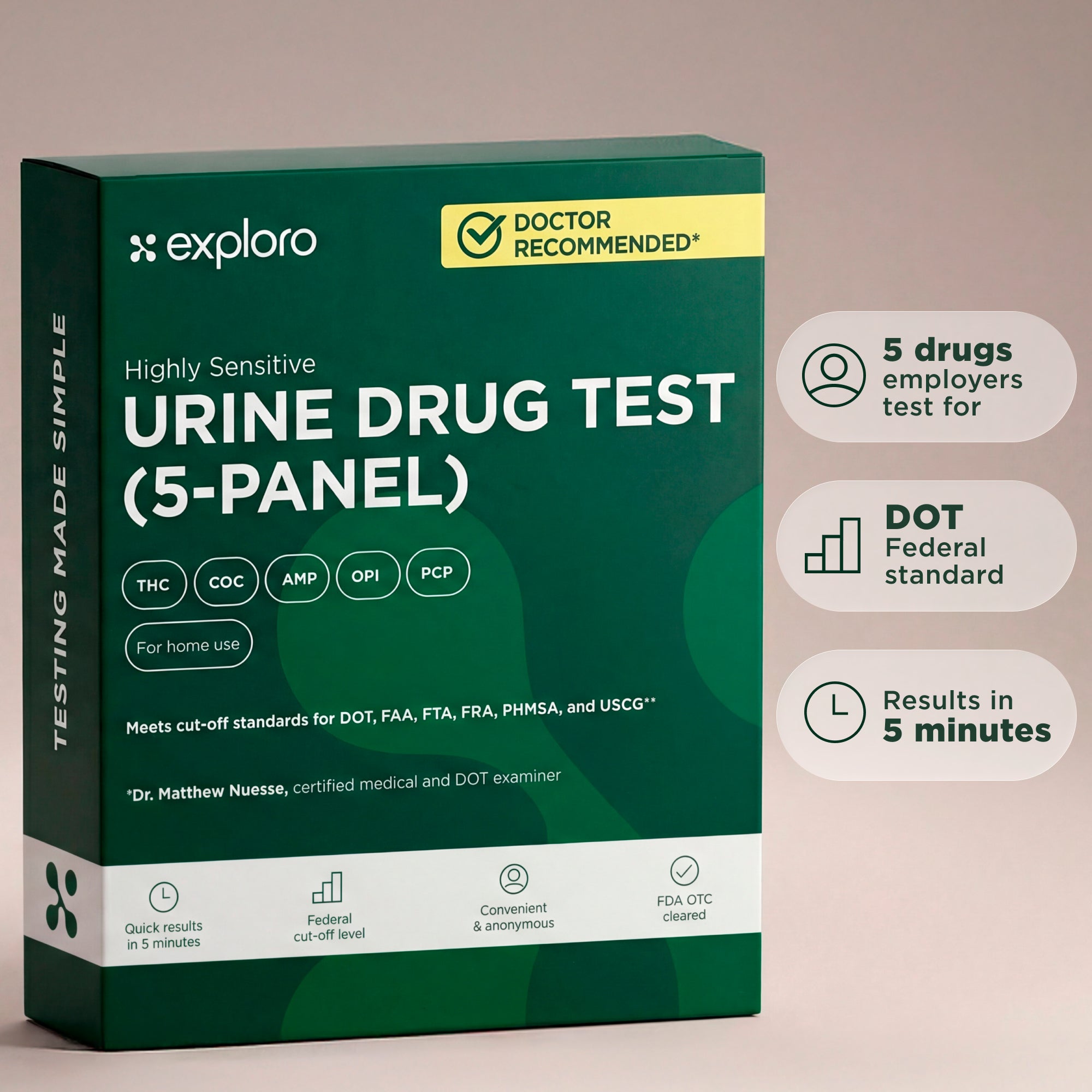 5-Panel Urine Drug Test, 5 Dip-Cards