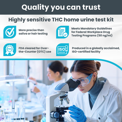 THC Urine Drug Test Kit, 3 Strips + Cups, 50 ng/ml