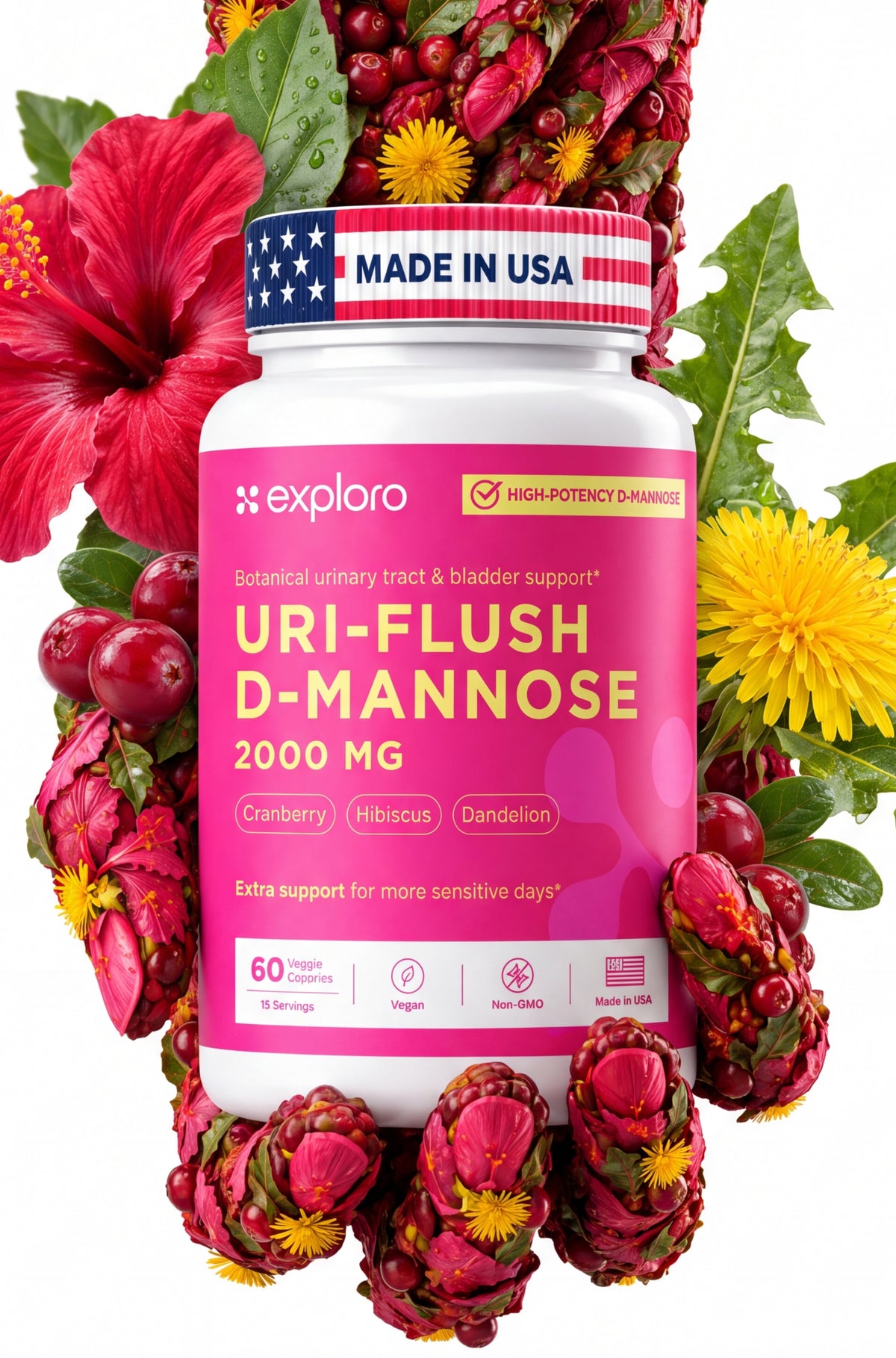 Uri-Flush D-Mannose, 60 Capsules