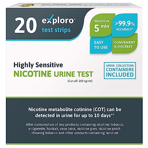 Nicotine Urine Tests for Home, 20 Strips, 200 ng/ml