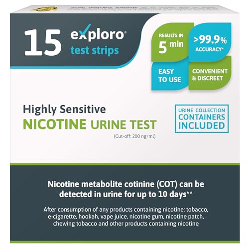 Nicotine Urine Tests for Home, 15 Strips, 200 ng/ml