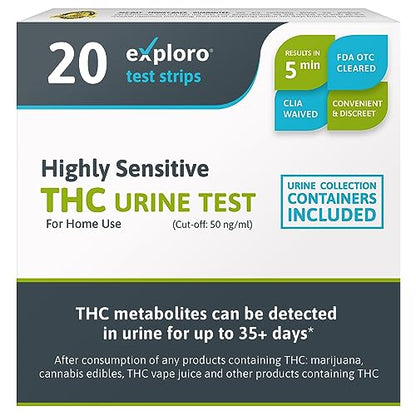 Home Marijuana Urine Drug Test Kit, 20 Strips, 50 ng/ml