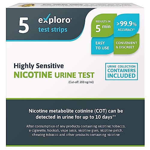 Nicotine Urine Tests for Home, 5 Strips, 200 ng/ml