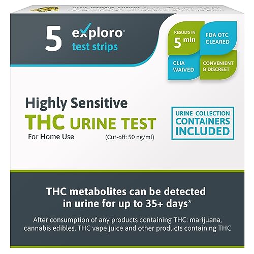 Highly sensitive THC Urine test with Home Marijuana Urine Drug Test Kit, 5 Strips, 50 ng/ml