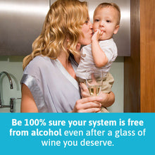 Load image into Gallery viewer, Woman Holding And Kissing Baby Boy In One Hand And A Glass Of White Wine In Another Hand - Be 100% Sure Your System Is Free From Alcohol Even After A Glass Of Wine You Deserve
